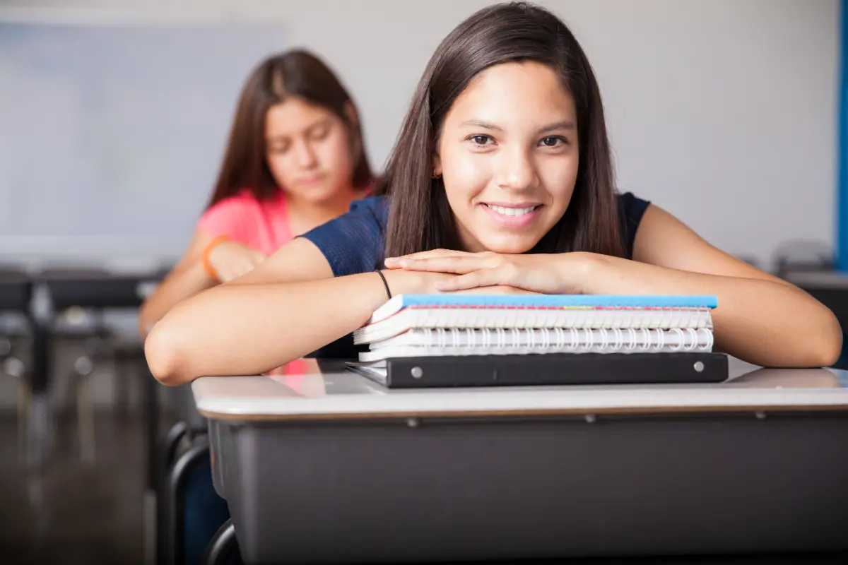 Middle School Girl in Class